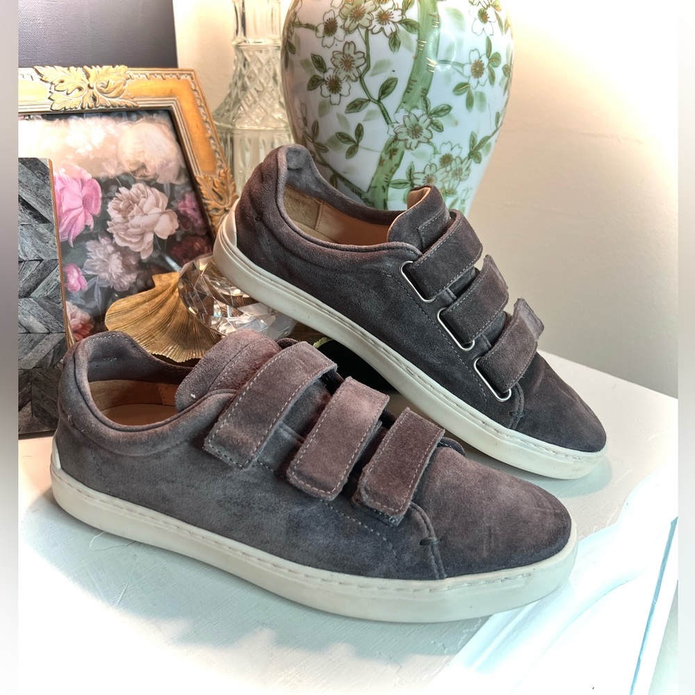 RAG & BONE Taupe Gray Suede Low Top Hook Loop Sneakers